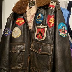 Avirex Jacket Type G-1  U.S. NAVY Lamb skin Leather Bomber Jacket ( Sz M)