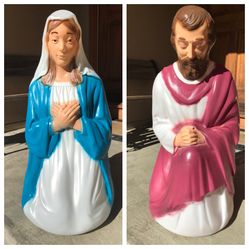 Set 2 Nativity Scene Lighted Blow Mold Yard Decor Mary Jesus navidad