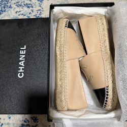 Chanel Espadrilles - Lambskin Beige&Black - Uk 38 (7.5-8 Size)