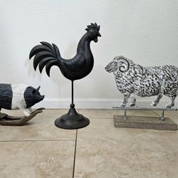 3 Farmhouse Decor Pig Rooster Sheep Animals