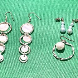 Lot Of 3 Pearl Earrings