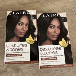 2X Clairol Textures & Tones 1N One Application, Natural Black Zero Ammonia