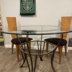 Round Glass Table with 4 Chairs