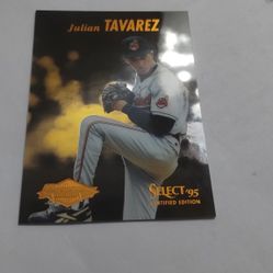 1995 Julian Tavarez, Select 95 Certified Silver, Mirror Gold Pinnacle Trading Card # 127