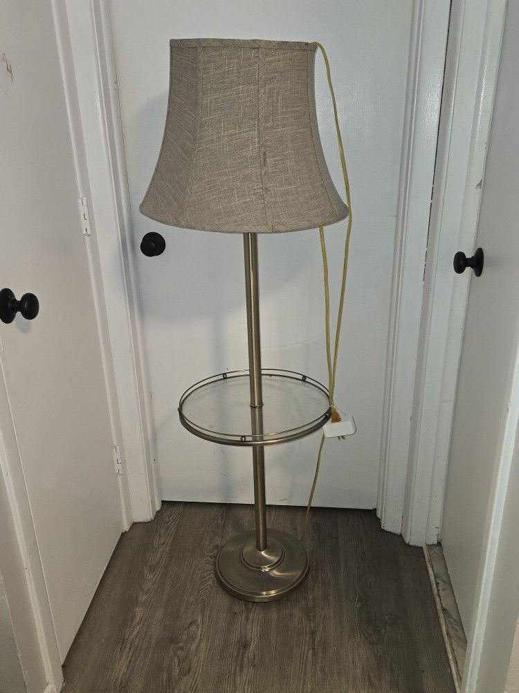 Gold Lamp With Glass Table