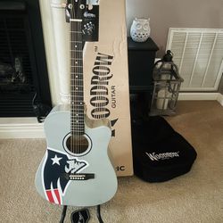 New: Full Size Woodrow New England Patriots Acoustic Guitar