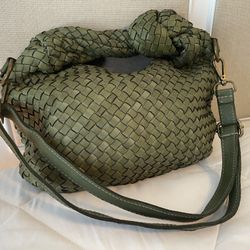 Bottega Style Leather Hobo Purse Handbag