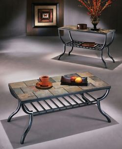 Ashley Antigo Slate Tile Stone Top Metal tables COMBO