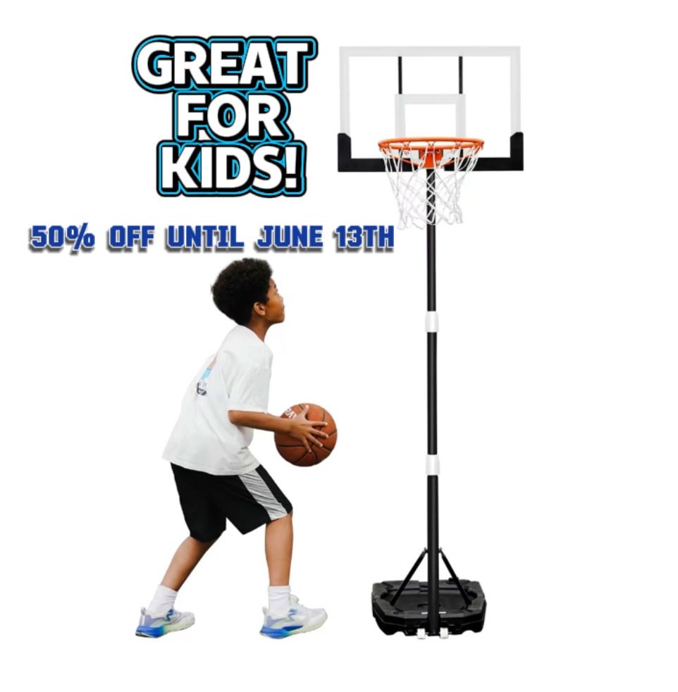 Basketball Hoop Adjustable 3.2 To 7.2 FT Portable Design