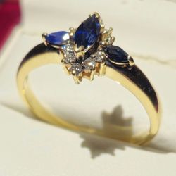 14K diamond and saphierre  ring