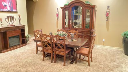 Complete dining room with hutch table and chairs