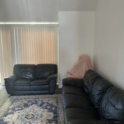 Black Leather Sofa Set