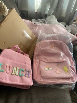 Pink Kids Backpack and Lunch Bag Set