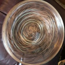 VINTAGE MCM (possible SALVIATI MURANO) AVENTURINE SWIRL ART GLASS CONSOLE BOWL EXTRA LARGE 