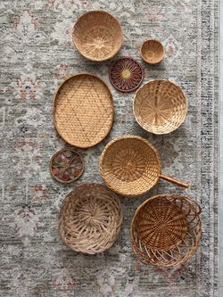 Handwoven Rattan Wicker, boho wall decor 9pack