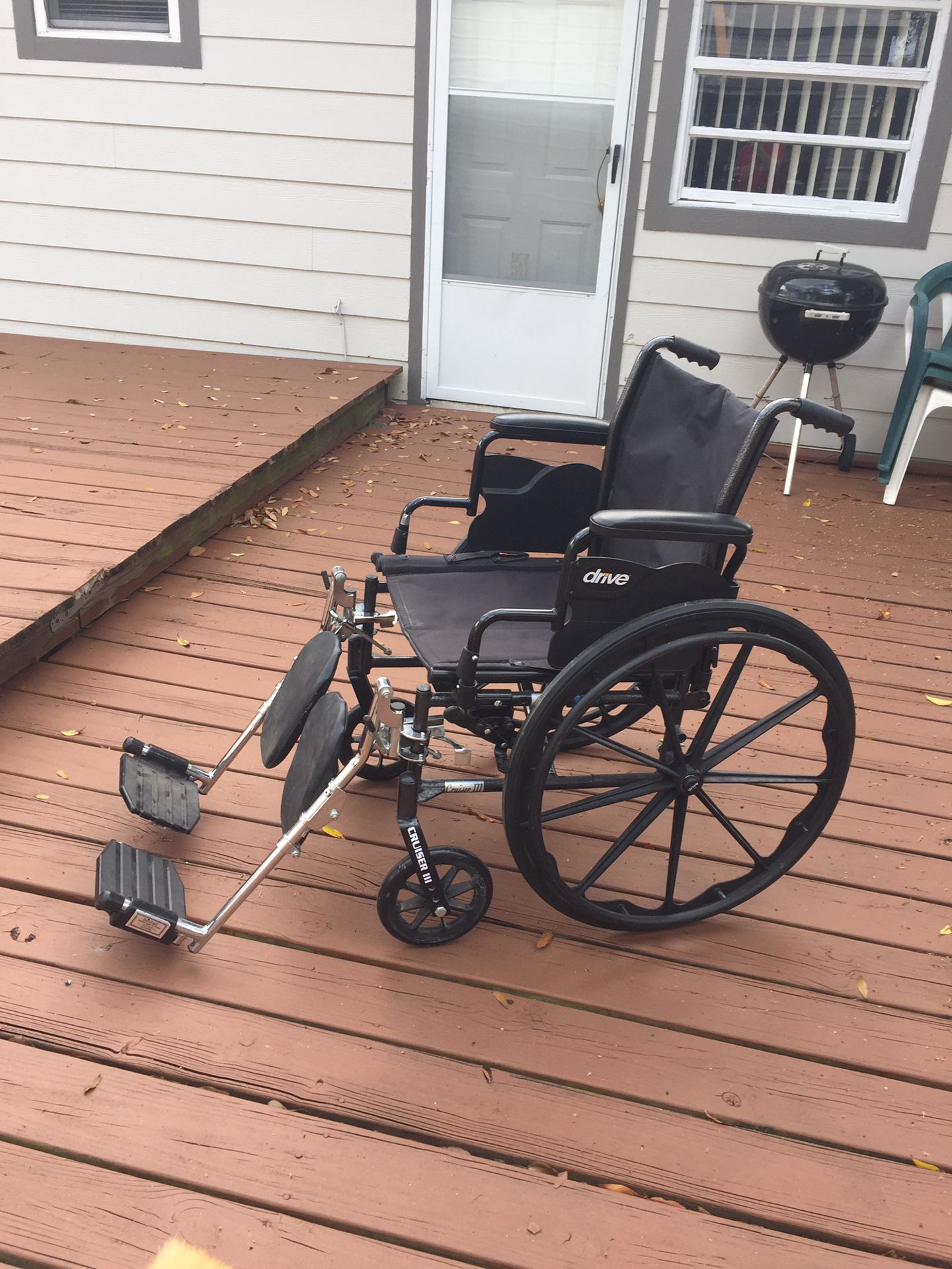 Wheelchair with Footrests that extend straight out and down
