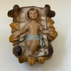 Vintage Japan Nativity Baby Jesus in Manger Figurine 3 3/4”x3” Hand Painted