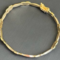 Jewelry 14k solid yellow tri color rose white gold infinity bracelet 8.25” 5.60mm 8.2g