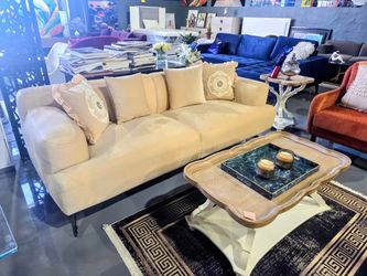 NEW SOFA BEIGE VELVET 90x38