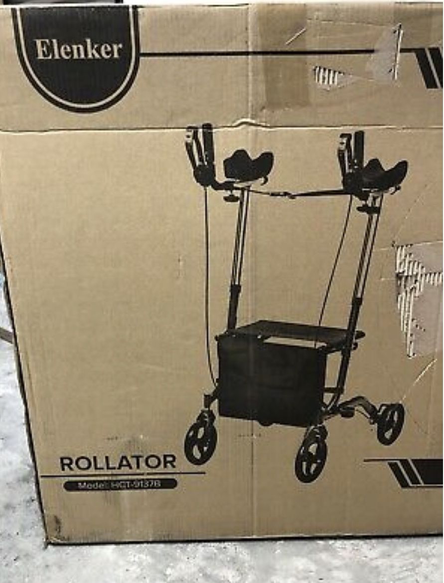 ELENKER Euro Style Upright Forearm Walker Folding Rollator Red