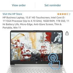 HP Business Laptop, 15.6" HD Touchscreen