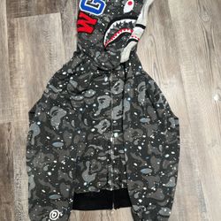 BAPE Space Camo Shark Full Zip Double Hoodie