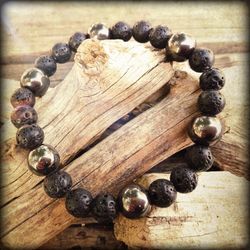** Men’s Lava & Hematite stone bracelet
