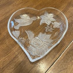 Crystal Heart Glass Dish