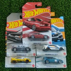 Hot Wheels Honda Civic Anniversary Edition Walmart Exclusive Complete 5 Car Set