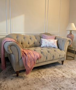 NEW Tufted Tan Herringbone Loveseat - Homelegance St. Claire - š FREE Local Delivery