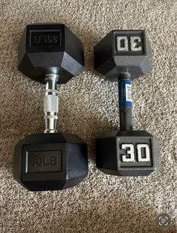 Two dumbbells: 20 lb and 30 lb. $40 for both.