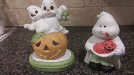 Ceramic Ghost Halloween Candle Holders