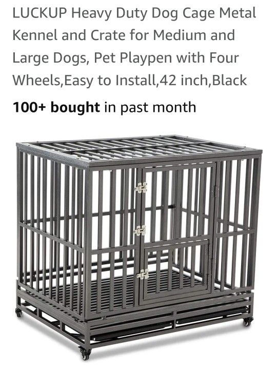 Luckup 42in Pet Kennel On Wheels