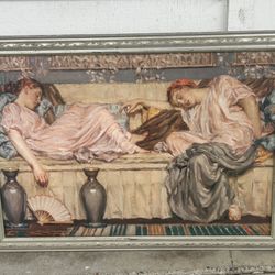 Albert Joseph Moore “Beads (Study)” 35.5x25.5 Framed Canvas Wall Art Print 