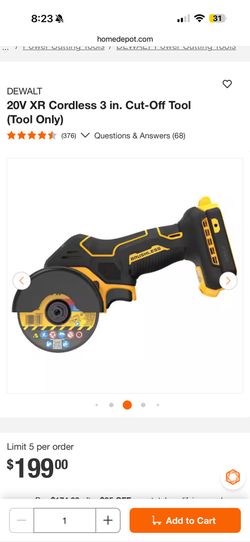 DEWALT 20V XR Cordless 3 in. Cut-Off Tool (Tool Only)