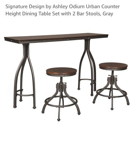 Signature Design Ashley Urban Counter Height Dinning Table with 2 stools