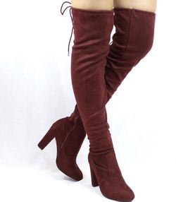 Burgundy high knee boots - Size 6