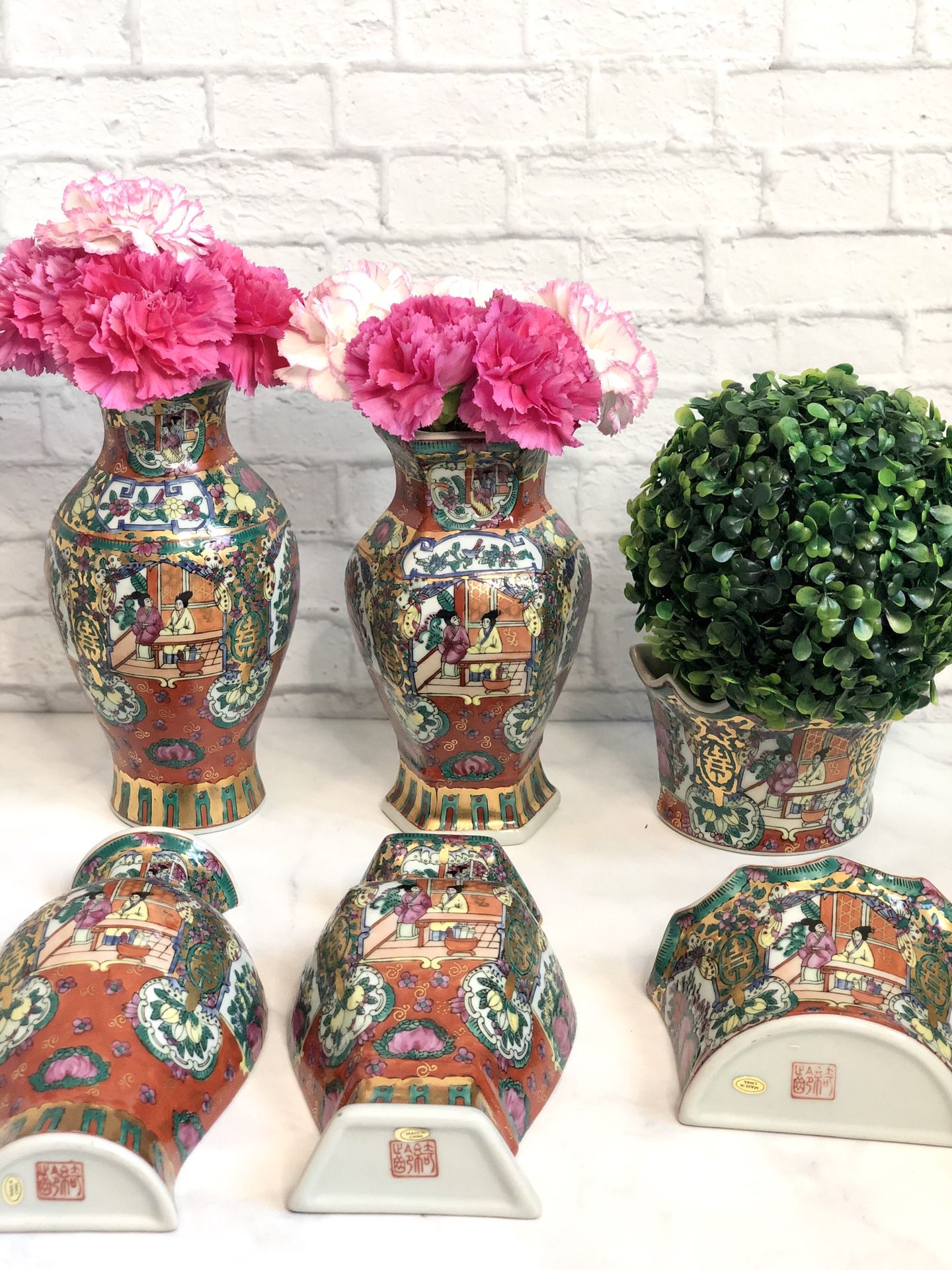 Chinese Handpainted Porcelain Half Vases