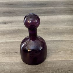 Amethyst Purple Art Glass Decanter w/ Controlled Bubbles & Ground Stopper - MCM Style