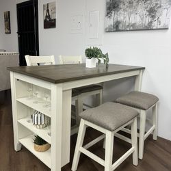 5pc Dining Table W/ Shelf Space & Barstools 