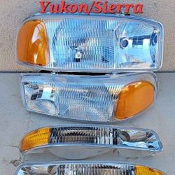 99-06 Gmc Sierra Yukon Headlights Luces Micas Calaveras Faros Faroles Focos Headlamps
