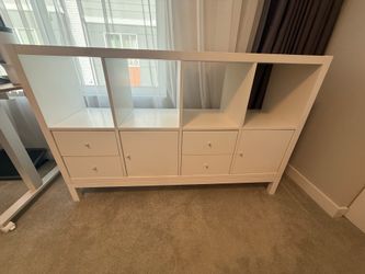 White IKEA Kallax 2x4 Shelving With Frame