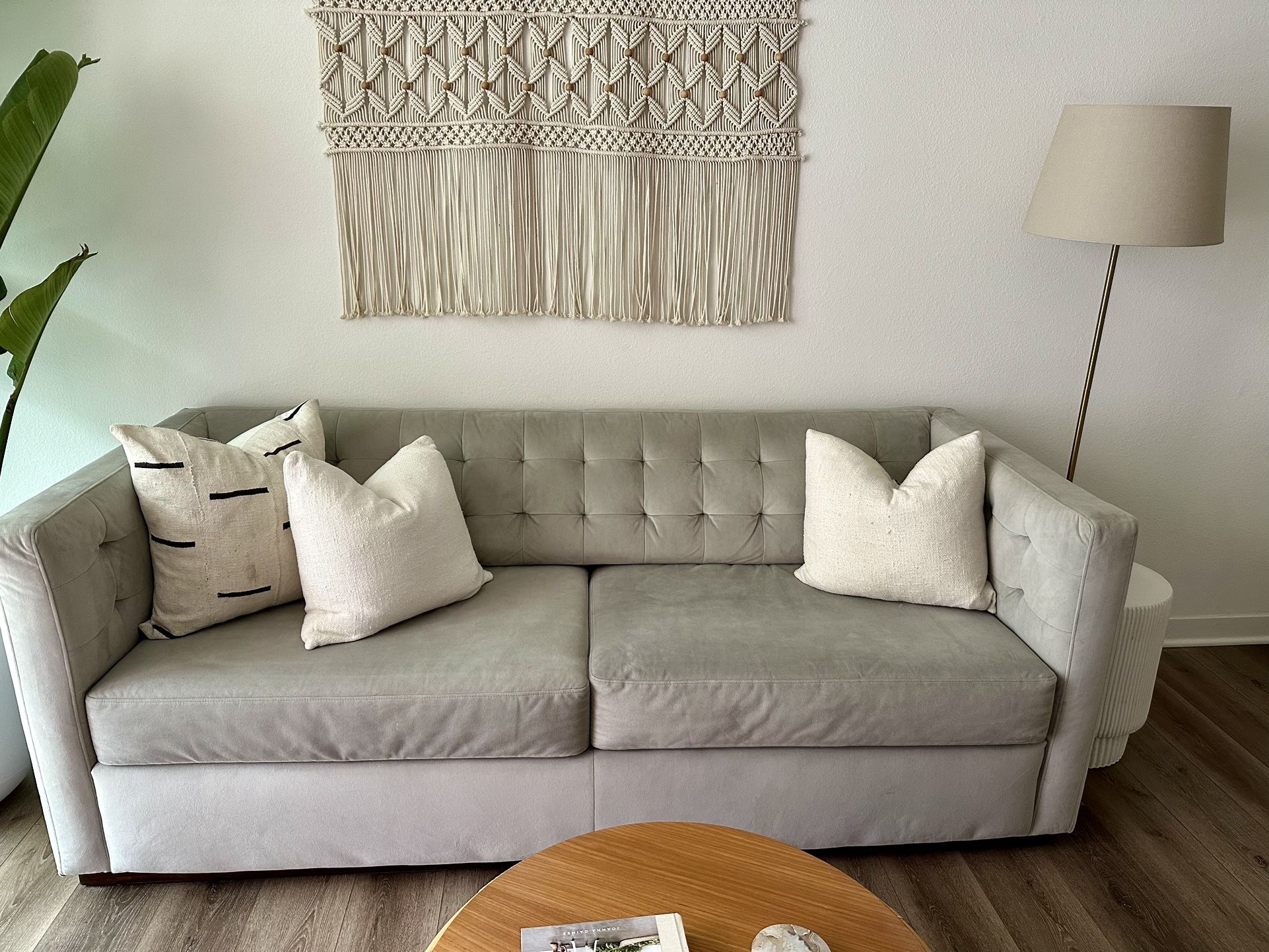 West Elm Sleeper Sofa Light Gray Velvet