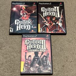 Lot Of 3 Guitar Hero 1 2 3 Legends of Rock PlayStation 2 PS2 Complete CIB Tested