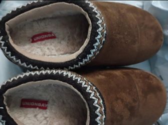Unionbay Sherpa-Lined Suede Moccasin Slippers