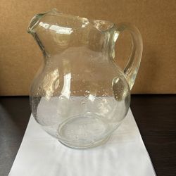 90.6 fl oz Glass Round Pitcher with Handle Traditional Clear Beverage Server