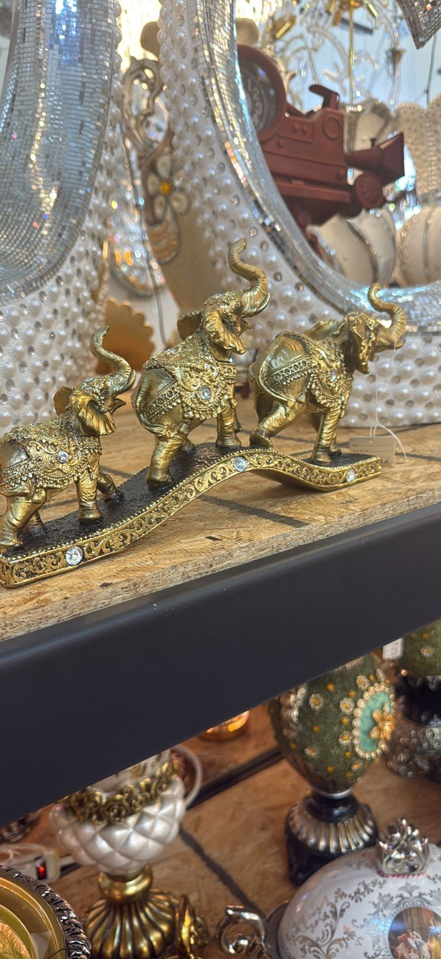 Bronze And Black Elephant Gift Item Size: 12W 6H