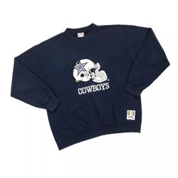 VINTAGE DALLAS COWBOYS SWEATSHIRT LARGE L MENS BLUE NUTMEG CREWNECK PULLOVER 90s