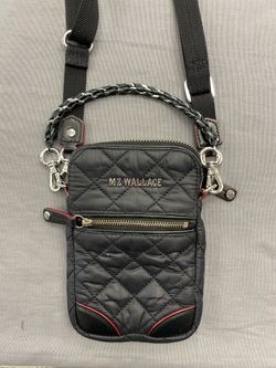 MZ Wallace Black Quilted Crossbody Phone Bag Mini Travel Organizer Purse Nylon