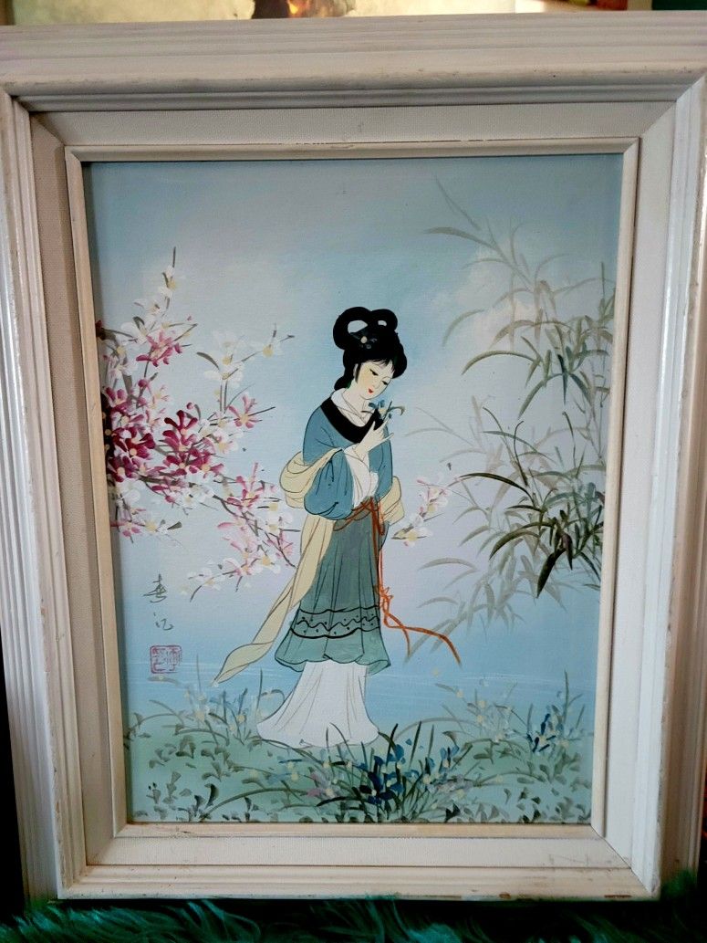 Mau Ling Chinese Girl Oil on Canvas Painting Measures 21.5"×17"